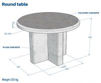 Kuva tuotteen Pyöreä betonipöytä KBPP mitoista