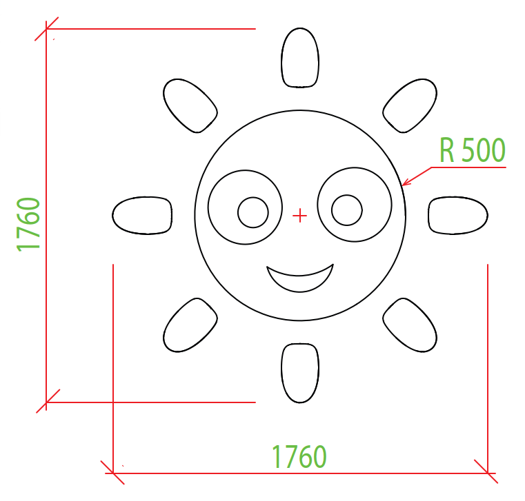 Kuva tuotteen Aurinko 3D-B07 mitoista